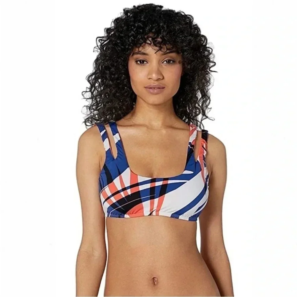 The bikini lab orange blue printed bikini top